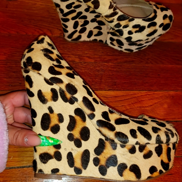 Steve madden leopard wedges leather pony hair heels - Picture 1 of 4